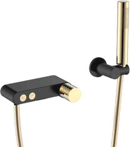 Смеситель для ванны с душем Boheme Stick 123-BG, black diamond gold Sancos — Оригинал