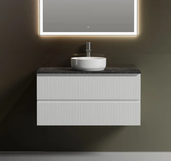 Тумба с раковиной Sancos Snob T 100 см, bianco, столешница черный мрамор, раковина CN6005 Sancos — Оригинал