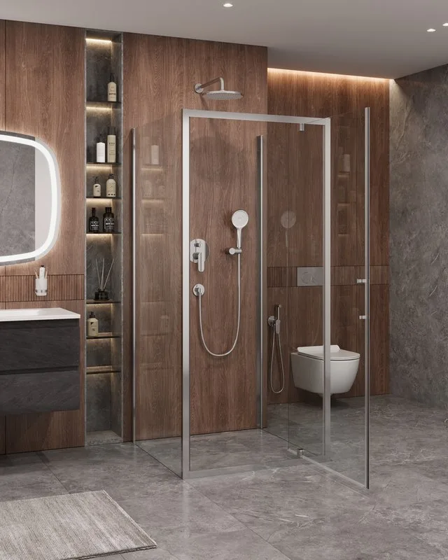 Душевой уголок Cezares Molveno BA2 80+90 C Cr IV 80х90 см, профиль хром, стекло прозрачное Sancos — официальный сайт