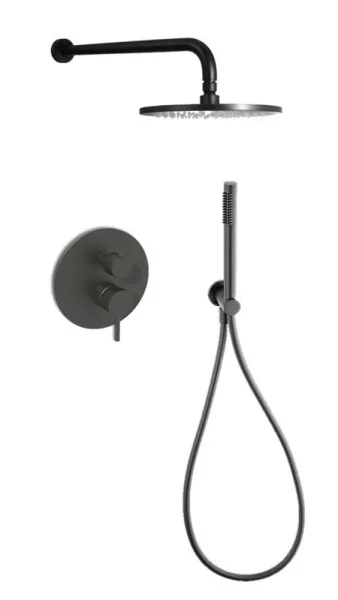 Душевой комплект Paffoni Light KITLIG018NO, С ВНУТРЕННЕЙ ЧАСТЬЮ, черный матовый Sancos — Оригинал