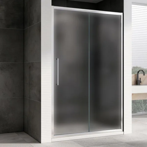 Душевая дверь в нишу Abber Schwarzer Diamant AG30160MH 160 см, профиль хром, стекло матовое Sancos — Оригинал