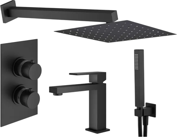 Комплект для ванной Plumberia Selection Tag KITTGT18QNO53 С ВНУТРЕННЕЙ ЧАСТЬЮ, черный матовый Sancos — Оригинал