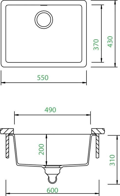 Мойка кухонная Schock Quadro 701047U 60 (N-100) Cristalite неро Sancos — официальный сайт