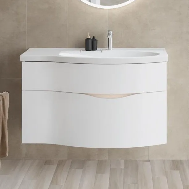 Тумба под раковину без столешницы KERAMA MARAZZI Riva 100, правая подвесная, белая матовая Sancos — официальный сайт