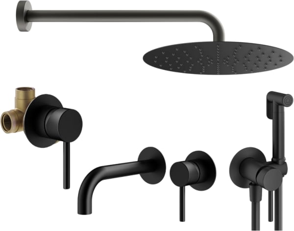 Комплект для ванной Plumberia Selection Ixo KITZXO01NO210 С ВНУТРЕННЕЙ ЧАСТЬЮ, черный матовый
