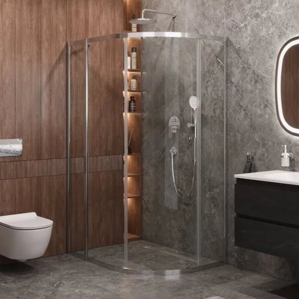 Душевой уголок Cezares Molveno RH 1 120+100 C Cr IV 120х100 см, профиль хром, стекло прозрачное