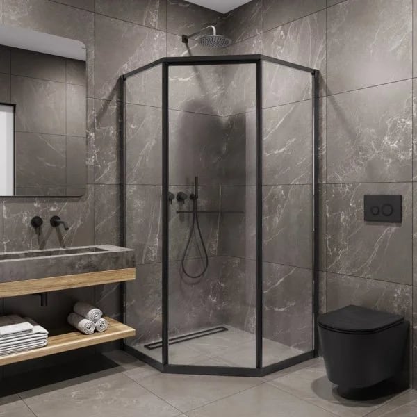 Душевой уголок Timo TTSS-100/03C-8R 100x100 см, профиль черный, стекло прозрачное