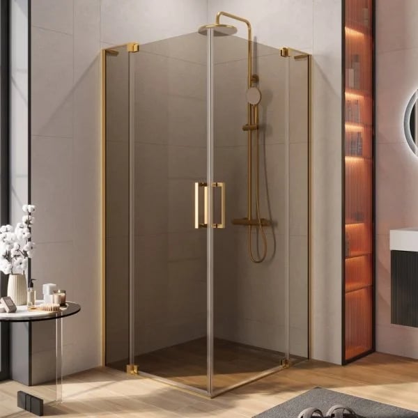 Душевой уголок Cezares Slider AH 2 90/100-100/110 BR BORO профиль брашированное золото, стекло бронз
