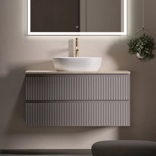 Тумба с раковиной Sancos Snob R 100 см, doha soft, столешница бежевая, раковина CN6019