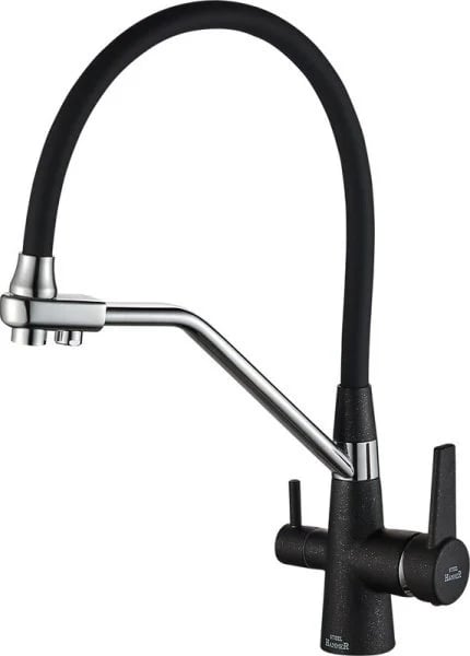 Смеситель для кухни Steel Hammer SH 903-6 Black Cr с гибким изливом