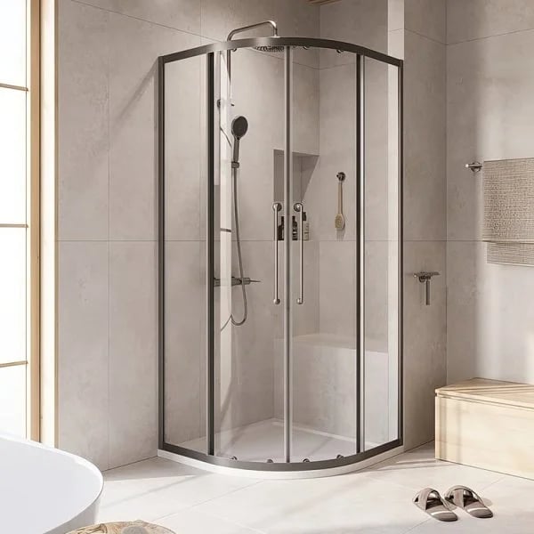 Душевой уголок Cezares Relax RELAX-304-R-2-100-C-GM 100x100, профиль оружейная сталь