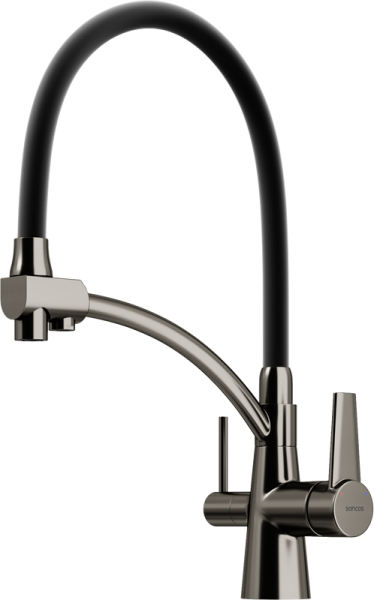 Смеситель для кухни Sancos Eri SC4001GG с гибким изливом, вороненая сталь