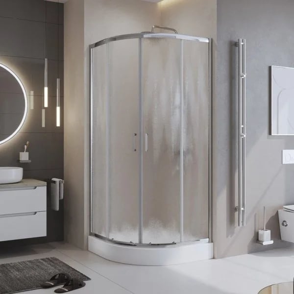 Душевой уголок BelBagno Uno UNO-195-R-2-90-CH-CR стекло рифленое