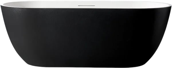 Ванна из искусственного камня Abber Frankfurt AM9941BW 170x75 см, отдельностоящая, матовая черно-бел