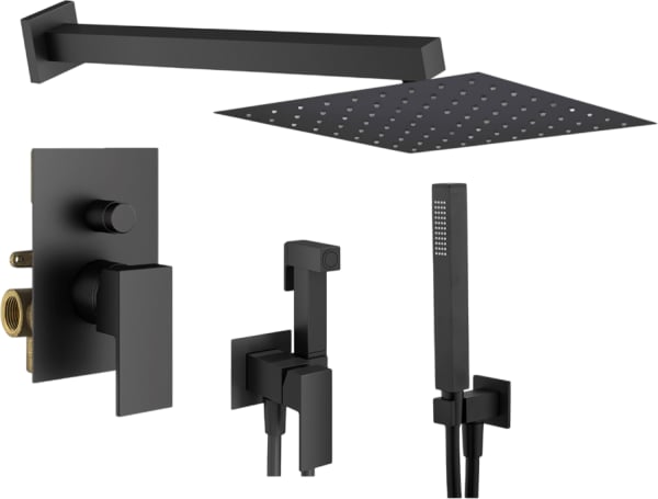 Комплект для ванной Plumberia Selection Tag KITZTG15NO С ВНУТРЕННЕЙ ЧАСТЬЮ, черный матовый
