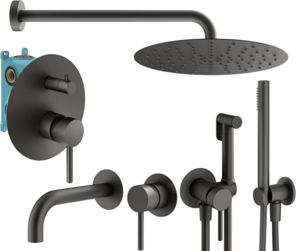 Комплект для ванной Plumberia Selection Ixo KITZXO18GR210 С ВНУТРЕННЕЙ ЧАСТЬЮ, графит матовый