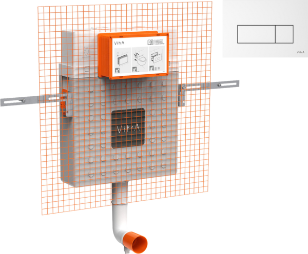 Смывной бачок скрытого монтажа VitrA V12 762-1740-01 + Кнопка смыва VitrA Root Square 740-2300 белая