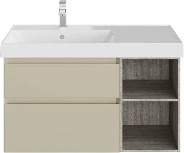 Тумба под раковину без столешницы KERAMA MARAZZI Cubo 90 левая, лимо матовая-древесная