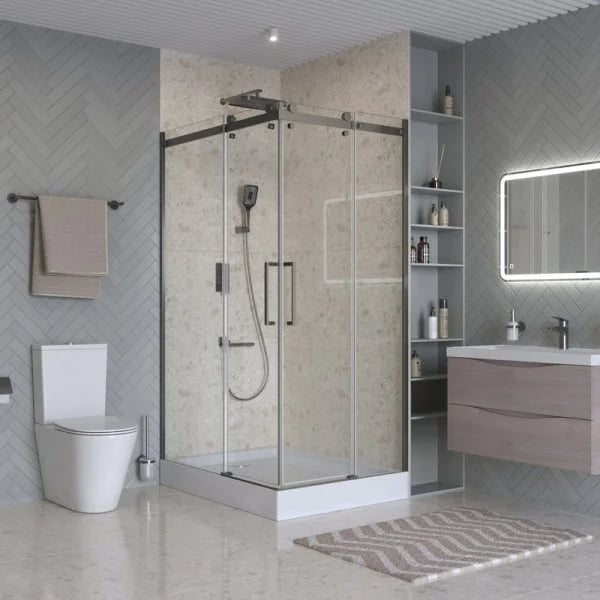 Душевой уголок BelBagno Marino 2 AH-2-120/90-C-GM 120x90, профиль оружейная сталь, стекло прозрачное