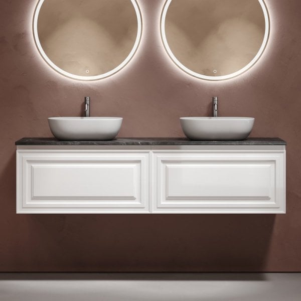 Тумба с раковиной Sancos Very 160 bianco, столешница черный мрамор TT160A1X, раковина CN6009