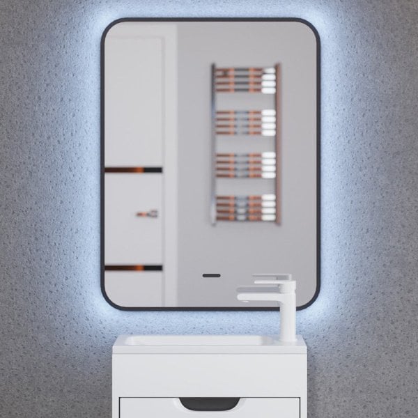 Зеркало Uperwood Modul 60х80 с подсветкой, с подогревом, теплая подсветка, черное