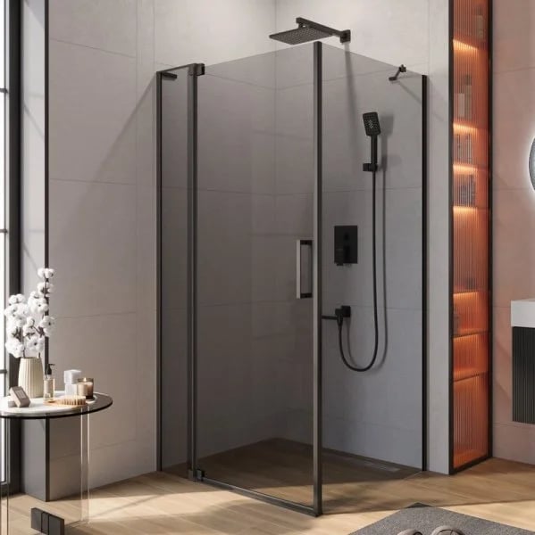Душевой уголок Cezares Slider AH 1 100-100/110 Grigio Nero профиль черный, стекло серое