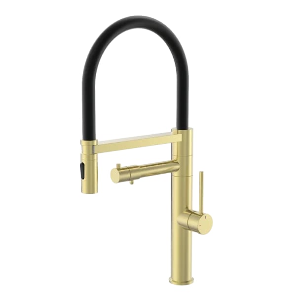 Смеситель для кухни Wonzon & Woghand WW-88458007-BG с гибким изливом, брашированное золото