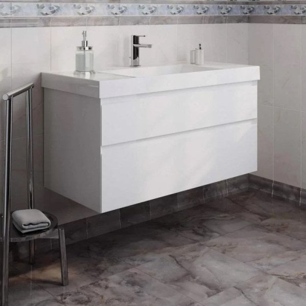 Тумба под раковину без столешницы KERAMA MARAZZI Cubo 100 подвесная, белая матовая