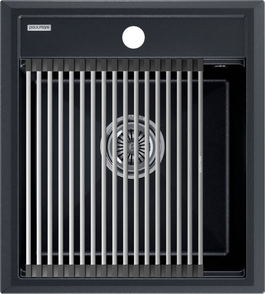 Мойка кухонная Paulmark Stepia + Step PM114651-BLM+R375-BS черный металлик