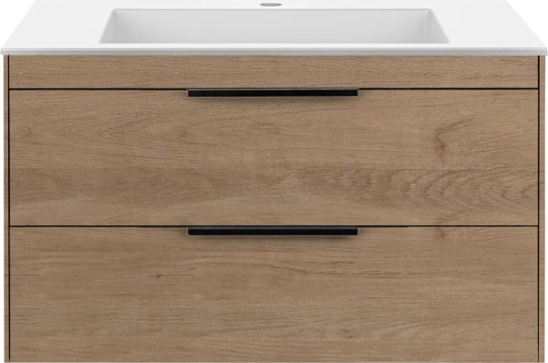 Тумба под раковину без столешницы Vincea Chiara 2D 80, подвесная, 2 ящика, натуральный дуб