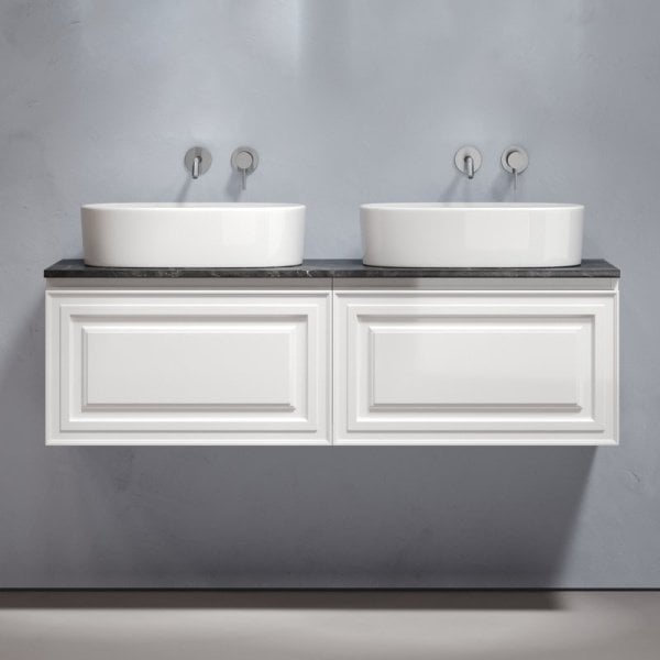 Тумба с раковиной Sancos Very 140 bianco, столешница черный мрамор TT140A1, раковина CN6075