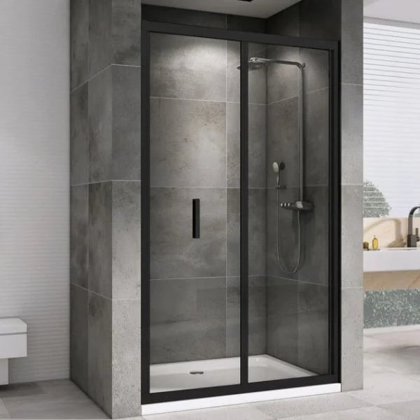 Душевая дверь в нишу Abber Sonnenstrand AG07120B 120 см, профиль черный, стекло прозрачное