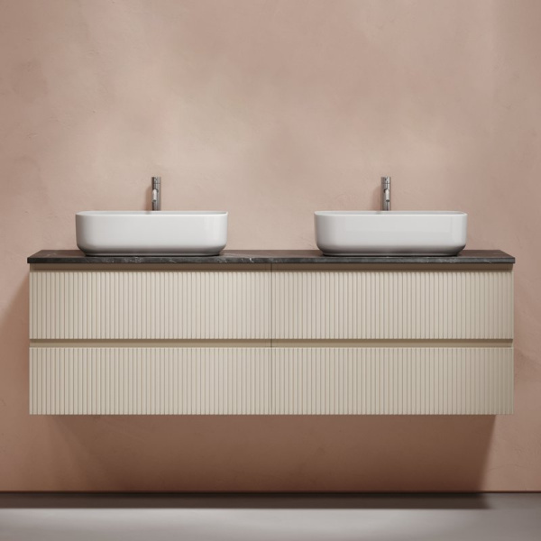 Тумба с раковиной Sancos Snob T 160 beige soft, столешница черный мрамор TT160A1X, раковина CN5043