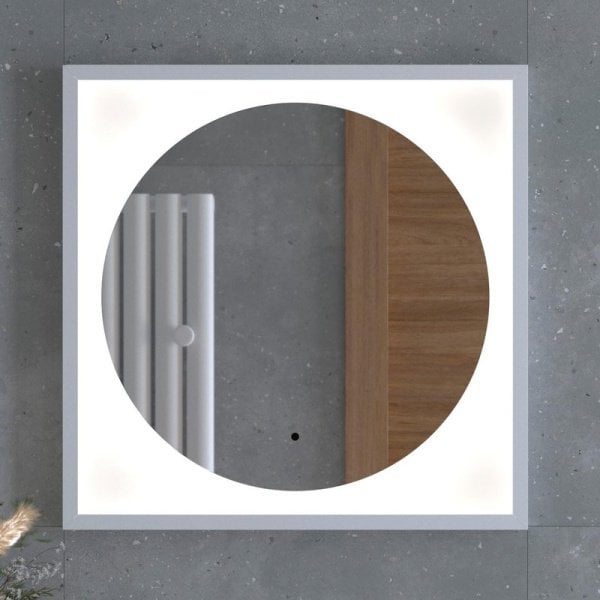 Зеркало Defesto Eclipse DF 2226R 60х60 белая рама, с LED-подсветкой, 4500К, инфракрасный выключатель