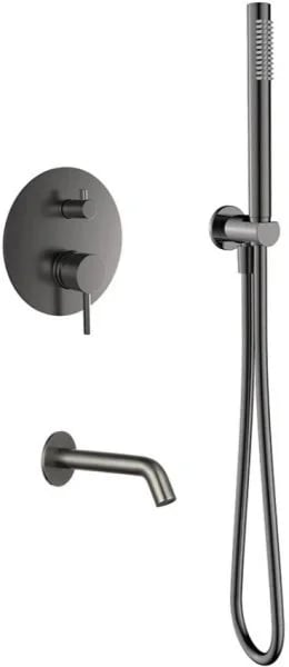 Душевой комплект AQUAme AQM8406GM, С ВНУТРЕННЕЙ ЧАСТЬЮ, оружейная сталь