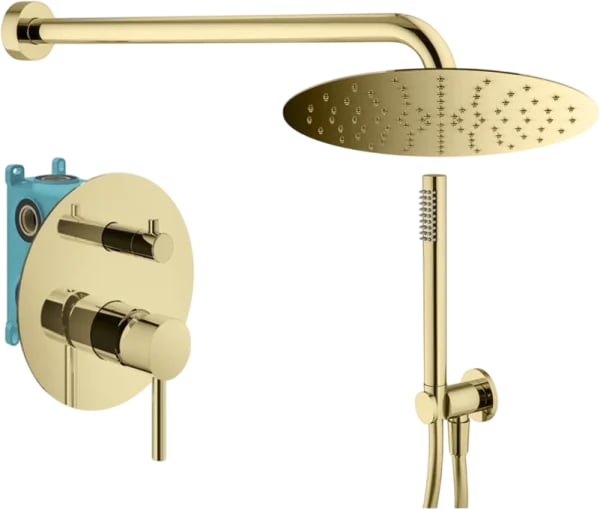 Душевой комплект Plumberia Selection Ixo KITXO18OR, С ВНУТРЕННЕЙ ЧАСТЬЮ, золото 24к