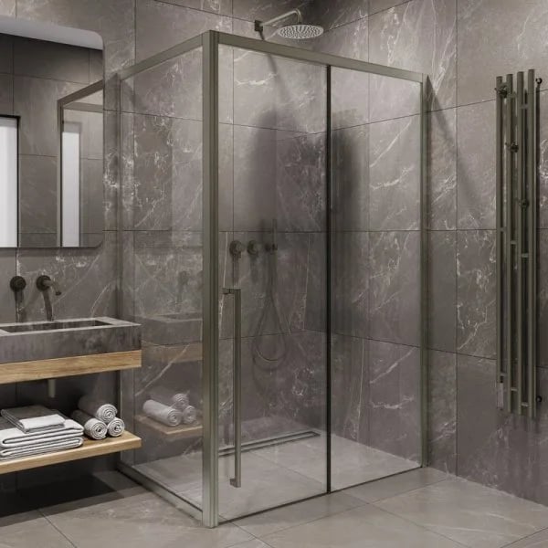 Душевой уголок Timo TDSS-150/13C-8L + TSS-1000/13C-8 150x100 см, профиль никель, стекло прозрачное