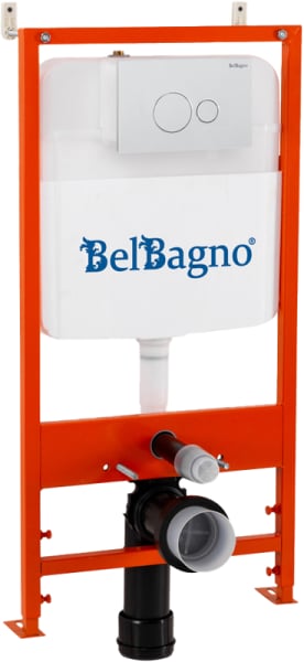 Комплект BelBagno BB026/BB082BL, с кнопкой смыва белой глянцевой