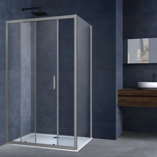 Душевой уголок Vincea Alpha VSR-3AL9013CLGM 130х90, профиль вороненая сталь, стекло прозрачное