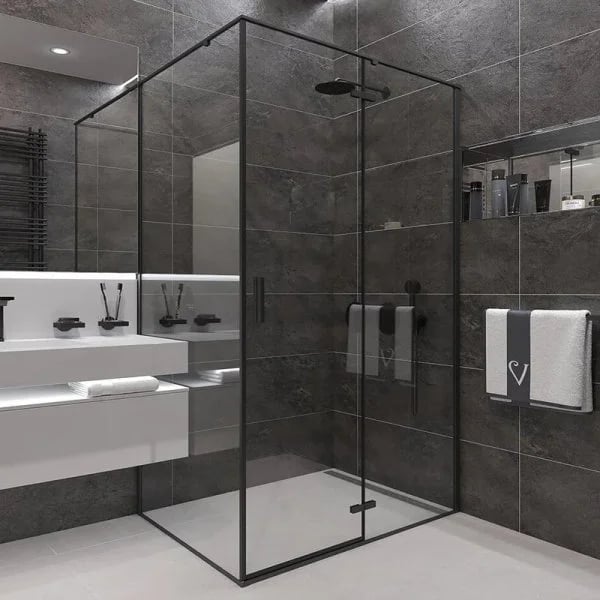 Душевой уголок Veconi Rovigo RV-073B 100x100, профиль черный