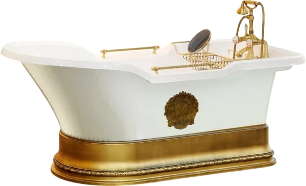 Ванна из искусственного камня Migliore Impero 25809 180x85 см, отдельностоящая, белая, с ручками, со