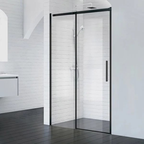 Душевая дверь в нишу BelBagno Acqua -BF-1-140-C-NERO профиль черный матовый