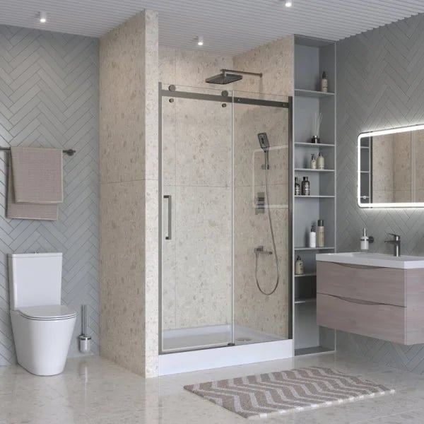 Душевая дверь в нишу BelBagno Marino 2 BF-1-120-C-GM профиль оружейная сталь, стекло прозрачное