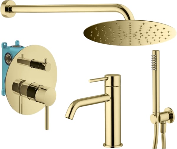 Комплект для ванной Plumberia Selection Ixo KITXO18OR53 С ВНУТРЕННЕЙ ЧАСТЬЮ, золото 24к