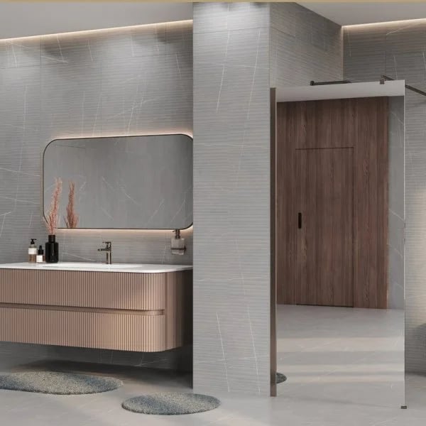 Душевая перегородка Wasserkraft Rur 30W 90 см, профиль никель, стекло зеркальное