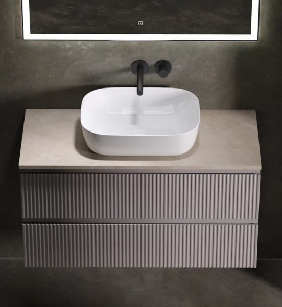 Тумба с раковиной Sancos Snob R 100 см, doha soft, столешница бежевая, раковина CN6008