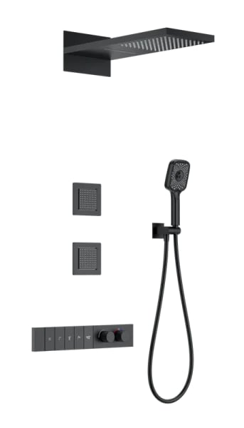 Душевой комплект Wonzon & Woghand WW-D4538-A-MB, С ВНУТРЕННЕЙ ЧАСТЬЮ, матовый черный