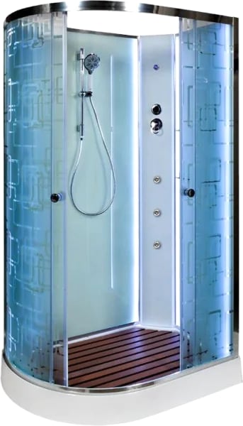Душевая кабина DTO EM1512RN 120х80, LED с гидромассажем, профиль хром, стекло матовое с узором