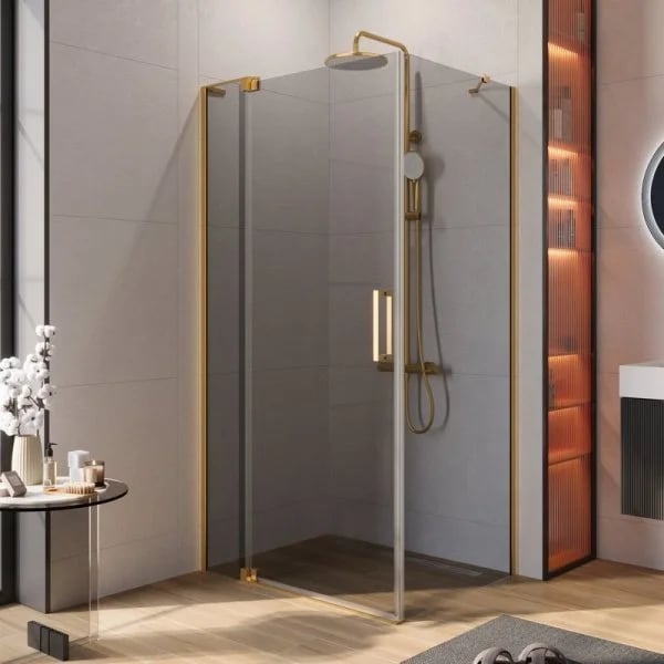 Душевой уголок Cezares Slider AH 1 100-70/80 GRIGIO BORO профиль брашированное золото, стекло серое