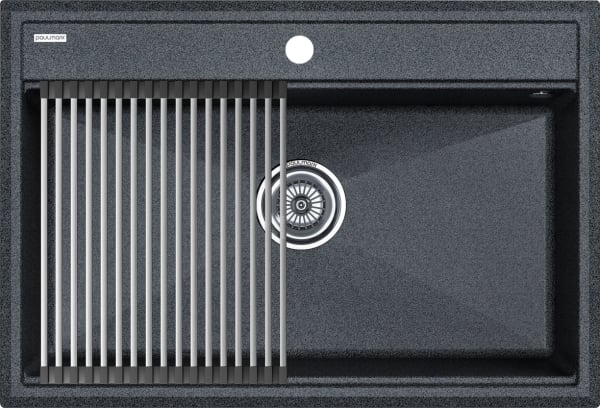 Мойка кухонная Paulmark Stepia + Step PM117551-DG+R375-BS графит